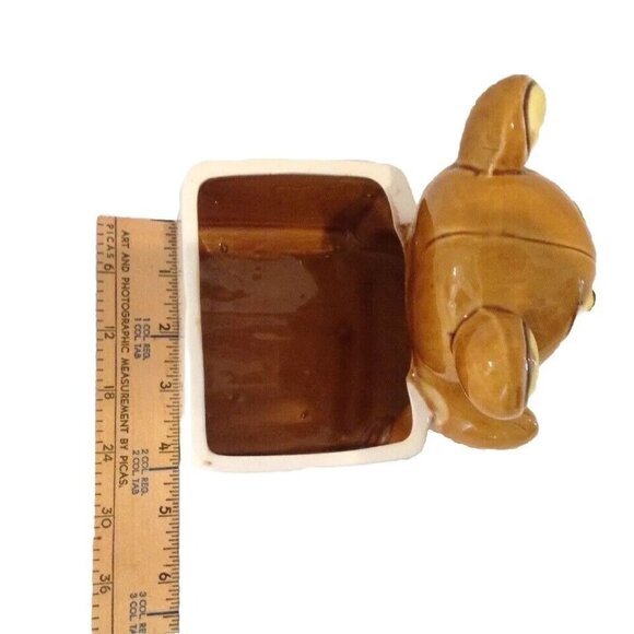 Vintage Lefton H5766 Teddy Bear Planter Japan Big Eye Brown Glazed Ceramic 6" - Picture 11 of 11